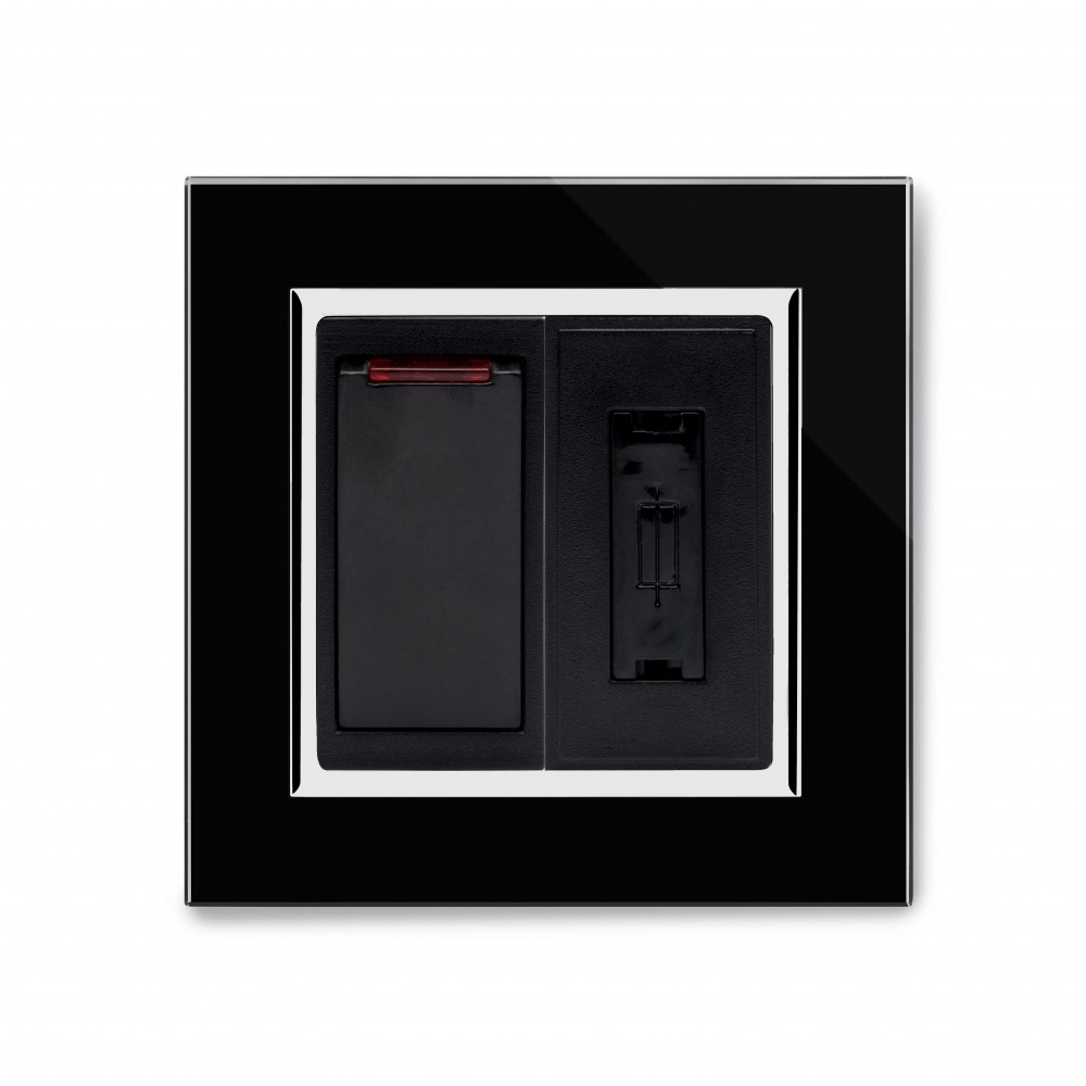 Crystal CT 13A DP Switched Fused Spur Black RetroTouch Light